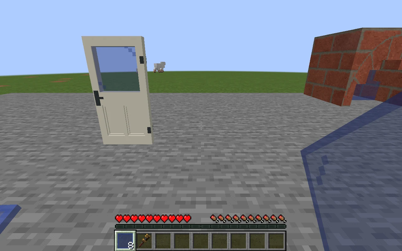 The second player sees a blue-glazed ivory door and brick arch while holding eight panes.